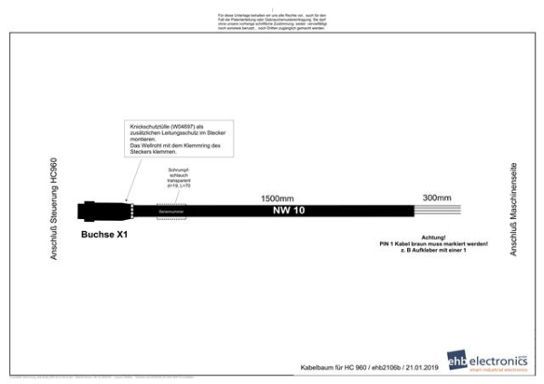 Wiring harness for HC960 1.5m in corrugated